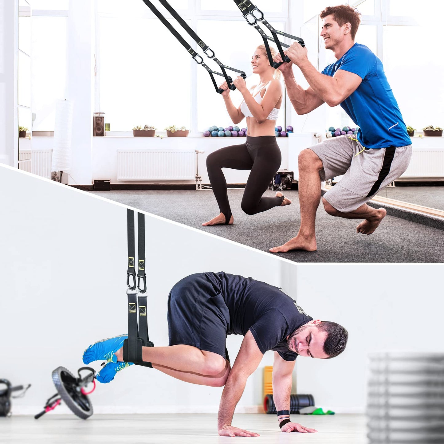 Rraining Kit, Workout Straps for Home, Adjustable Resistance Trainer with Handles, Door Anchor and Carrying Bag for Gym