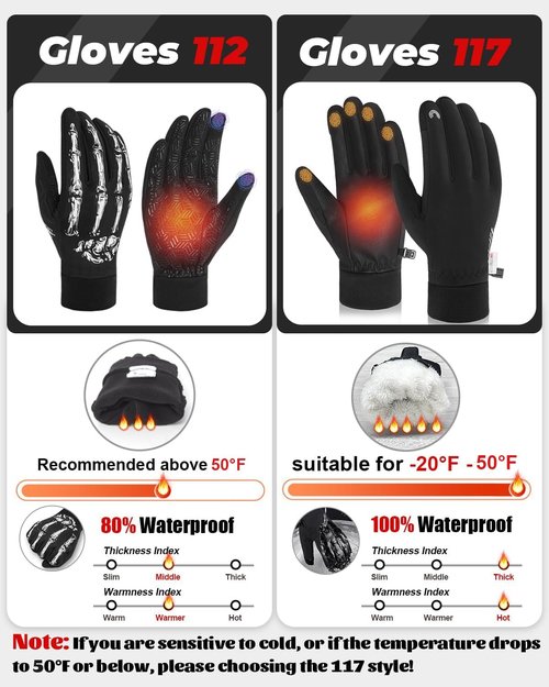 RIGWARL Waterproof Winter Gloves for Cold Weather, Touchsreen Anti-Slip Gloves Liner for Men Women Cycling Drving Runing Hiking Walking