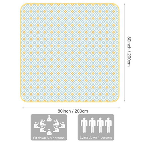 NKTDWO Waterproof Outdoor Blanket with Single Cushion, 80''x80'' Foldable Picnic Blanket with Strap for Park Travel Camping, Sandproof Beach Mat for Family and Friends Machine Washable (Sky Blue)