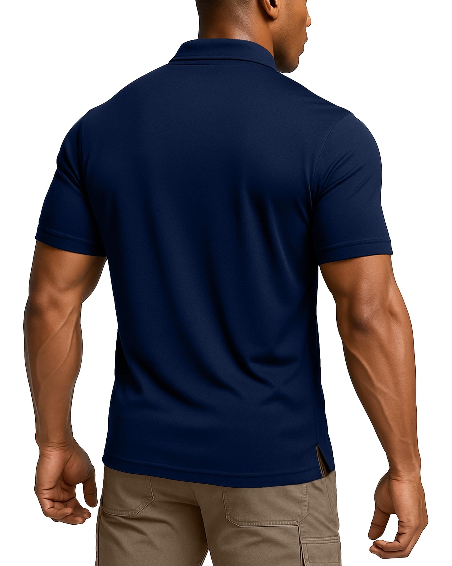 NY Threads Men's Polo Shirt Short Sleeves UPF 50+ Quick Dry Performance Tactical Pique Jersey Golf Shirt, X-Large, Navy Blue