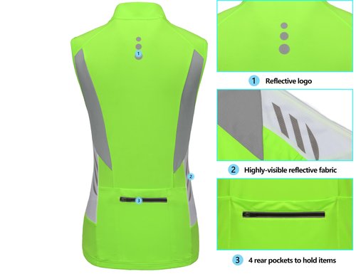 Little Donkey Andy Women's Bike Vests Sleeveless Cycling Jerseys Shirts Breathable 4 Rear Pockets Fluorescent Yellow M