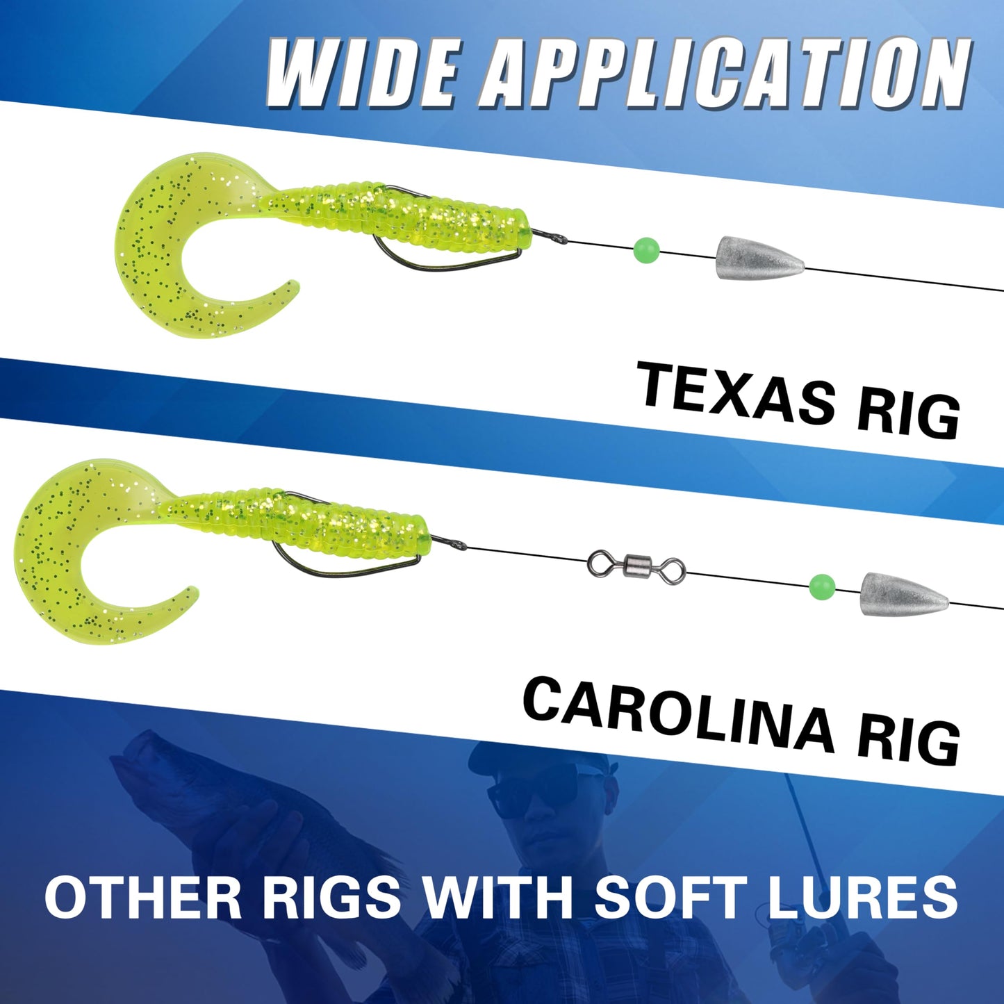 JOGFFDE 50pcs Bullet Fishing Weights Sinker Kit Worm Weights Slip Fishing Sinkers Sliding Weights for Bass Fishing Texas Rigs Freshwater Saltwater Fishing Tackle, Assorted, Unpainted