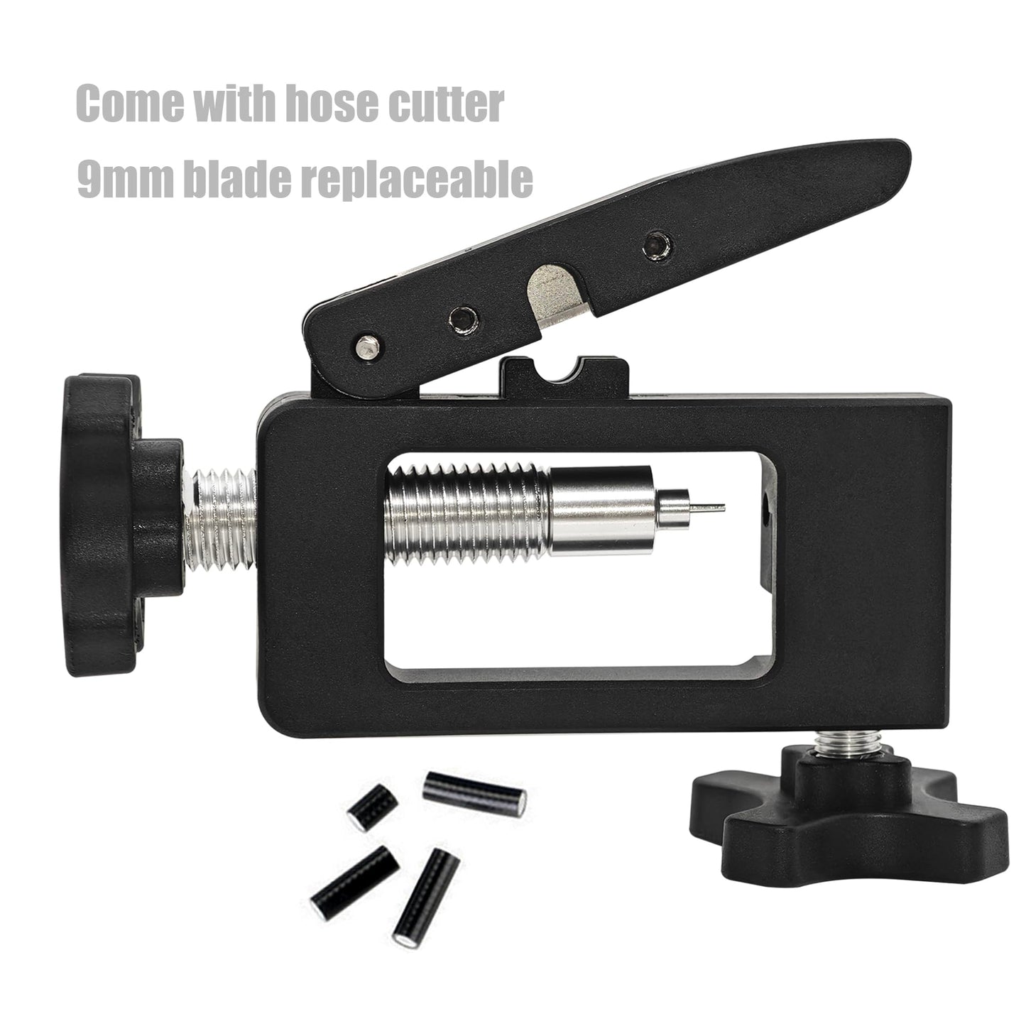 Fisope 2 in 1 Designed Needle Driver Insertion Tool with Hydraulic Hose Cutter for Bicycle MTB Road Bike Olive Banjo Fitting Insert Installation,Extra Thimble for Replacement