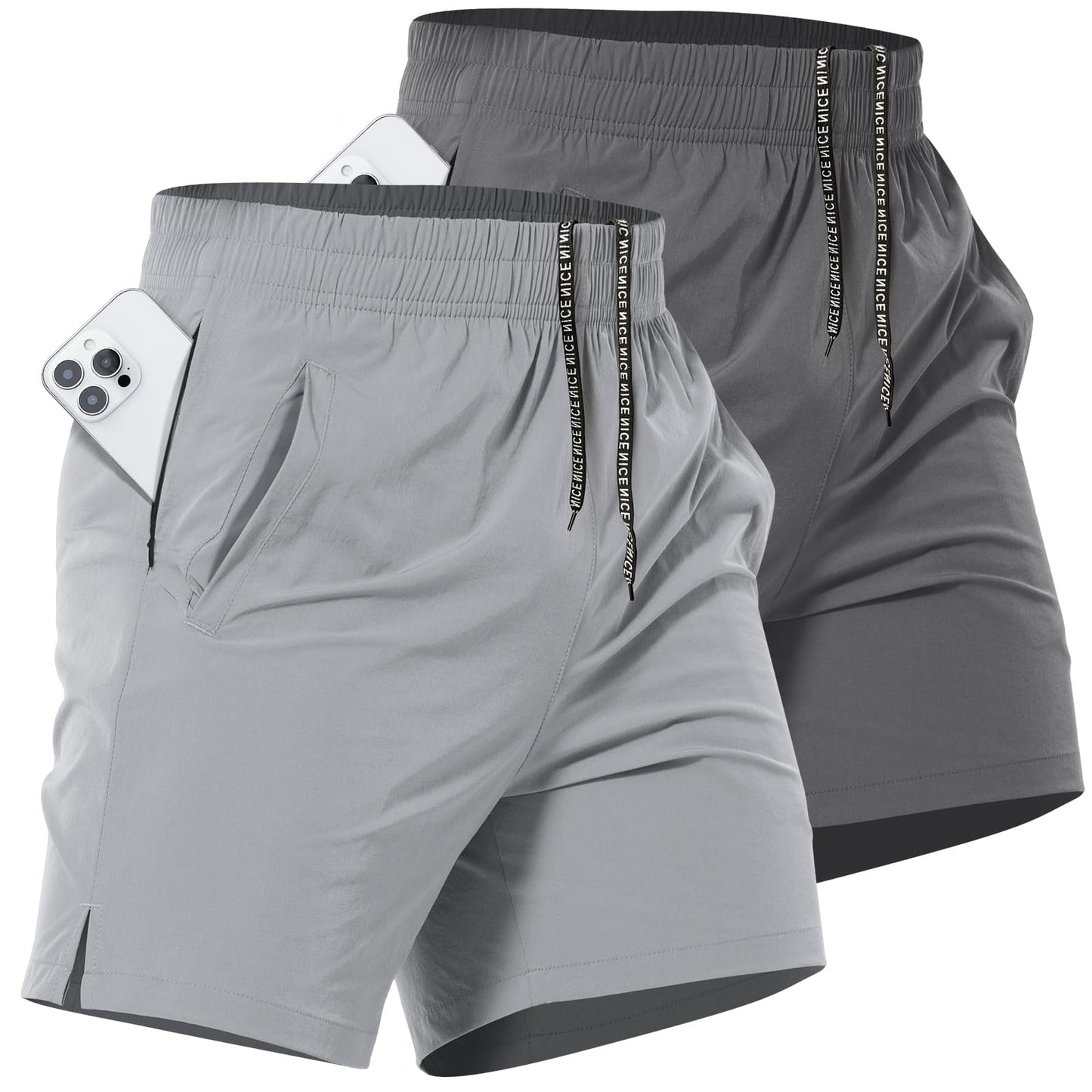 Lempue 2 Pack Mens Athletic Workout Shorts 7 Inch Quick Dry Gym Shorts with Pockets, Sports Tennis Running Shorts for Men