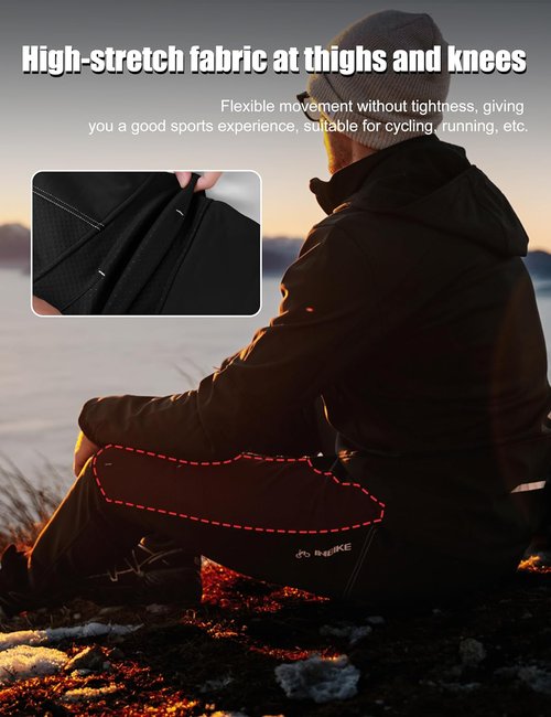 Men's Windproof Fleece-Lined Winter Cycling Pants | Outdoor Sports Sweatpants