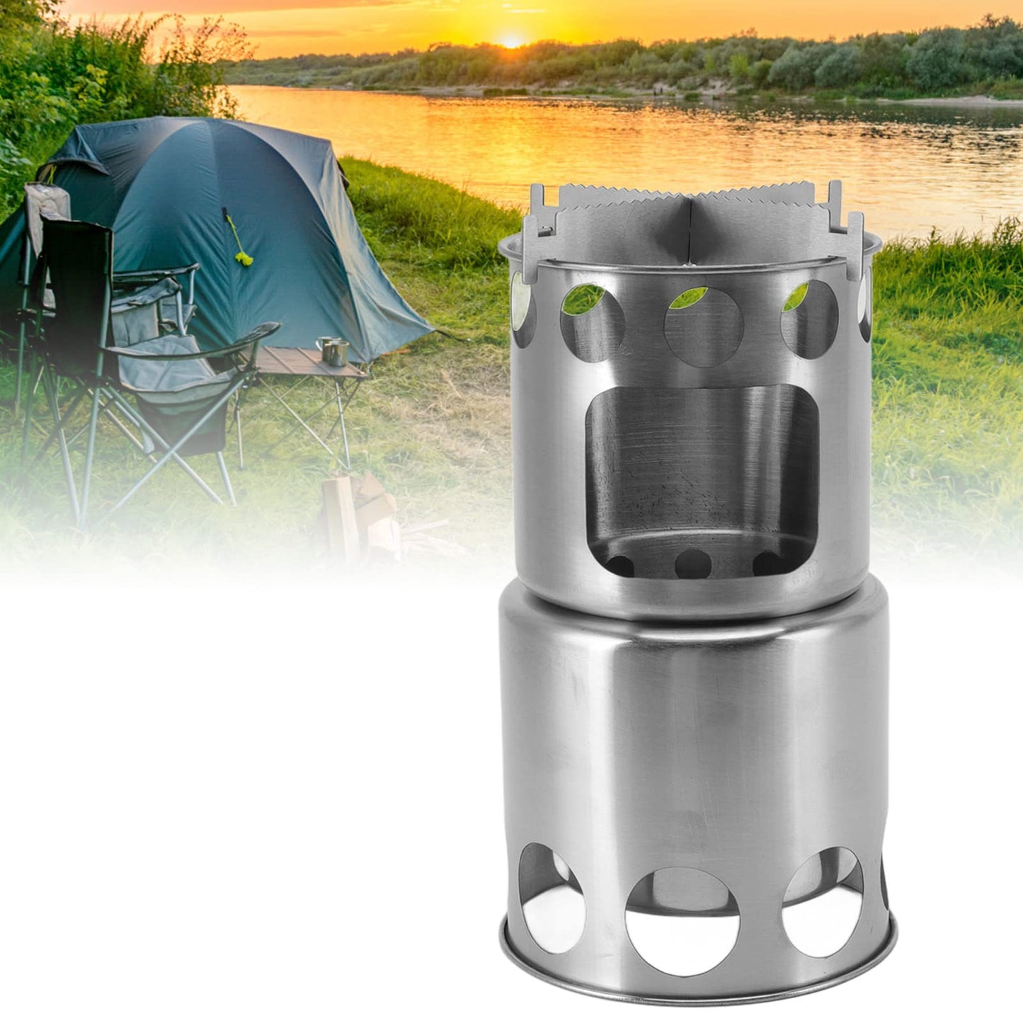 Glomora Wood Burning Camp Stove, Camp Wood Stove Portable Foldable,with Outdoor Camping Stove (5 Pieces) and Storage Bag, for Outdoor Hiking Picnic BBQ