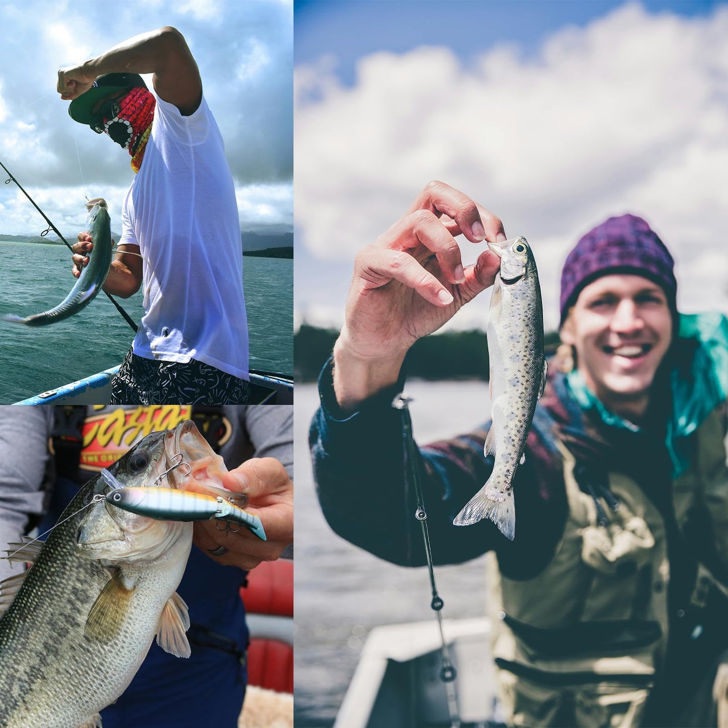 Fishing Lures Kit Mix Includes Minnow Popper Crankbait and Fish Hook for Fishing Saltwater Freshwater Trout Bass Salmon (DSP-20BPCS)