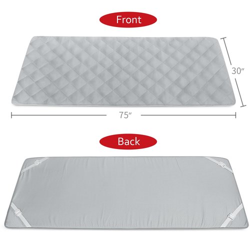 Cot Mattress Topper Pad Quilted, Non-Slip Super Soft Comfortable Cool Sleeping Pad 75"x30" for Camping Cot/Rv Bunk/Narrow Twin Beds, Grey