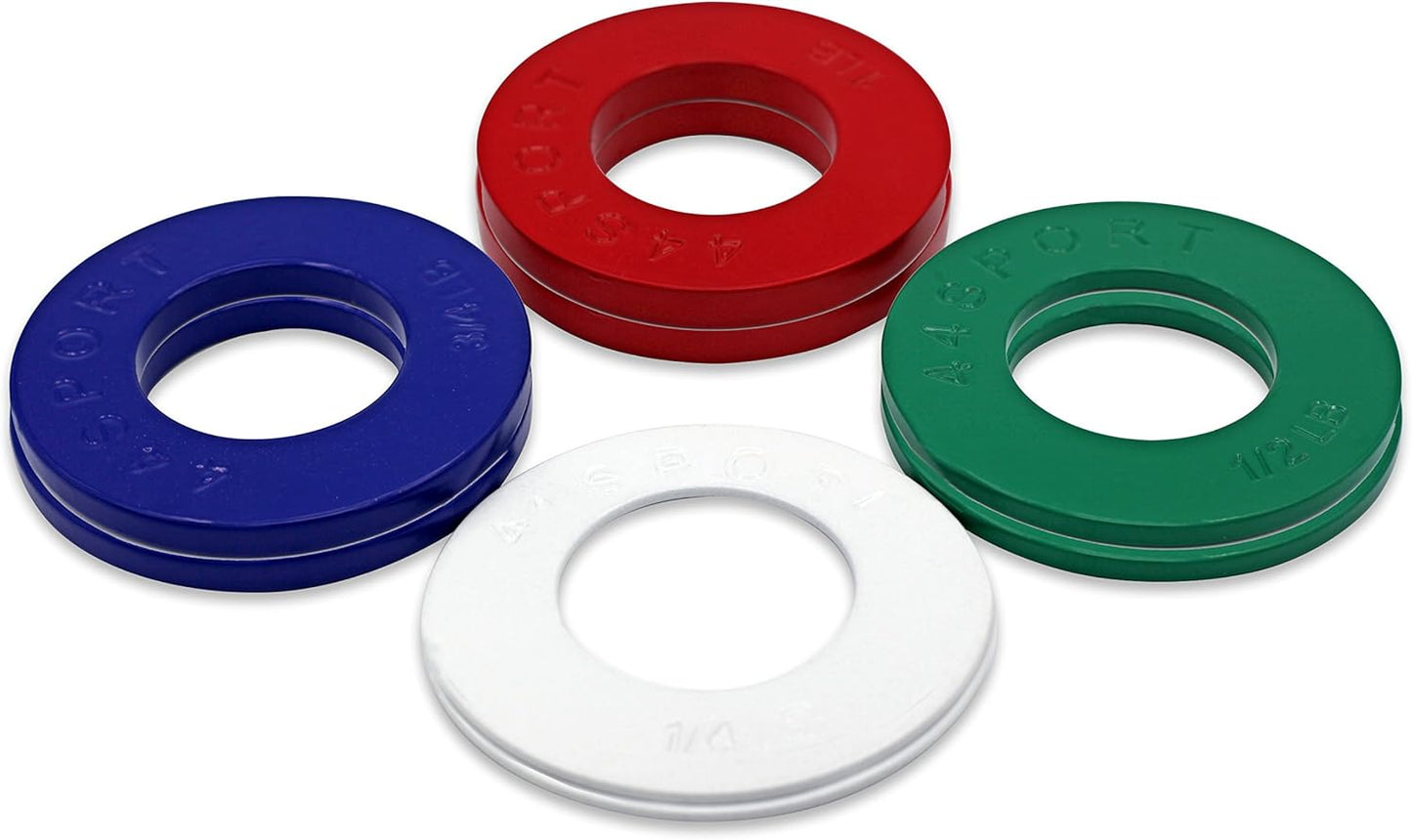 44SPORT Olympic Fractional Plates -Pair of 1/4, 1/2, 3/4, 1 lb Weights (8 Plates. Total Weight: 5lbs)