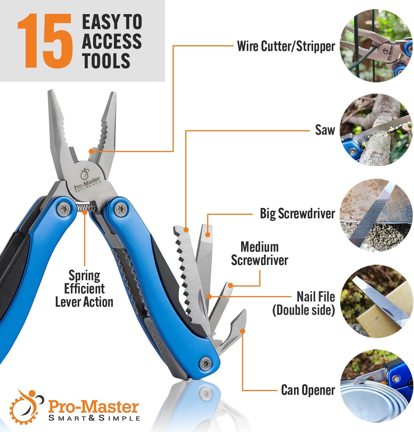 Multitool 15-in-1 with Safety-Locking, Stainless Steel Multi Tool Pliers, Functional Pocket Knife (EDC) for Outdoors, Camping, Hiking, Fishing, Simple Repir, Gift for Father, Husband Brother Boyfriend