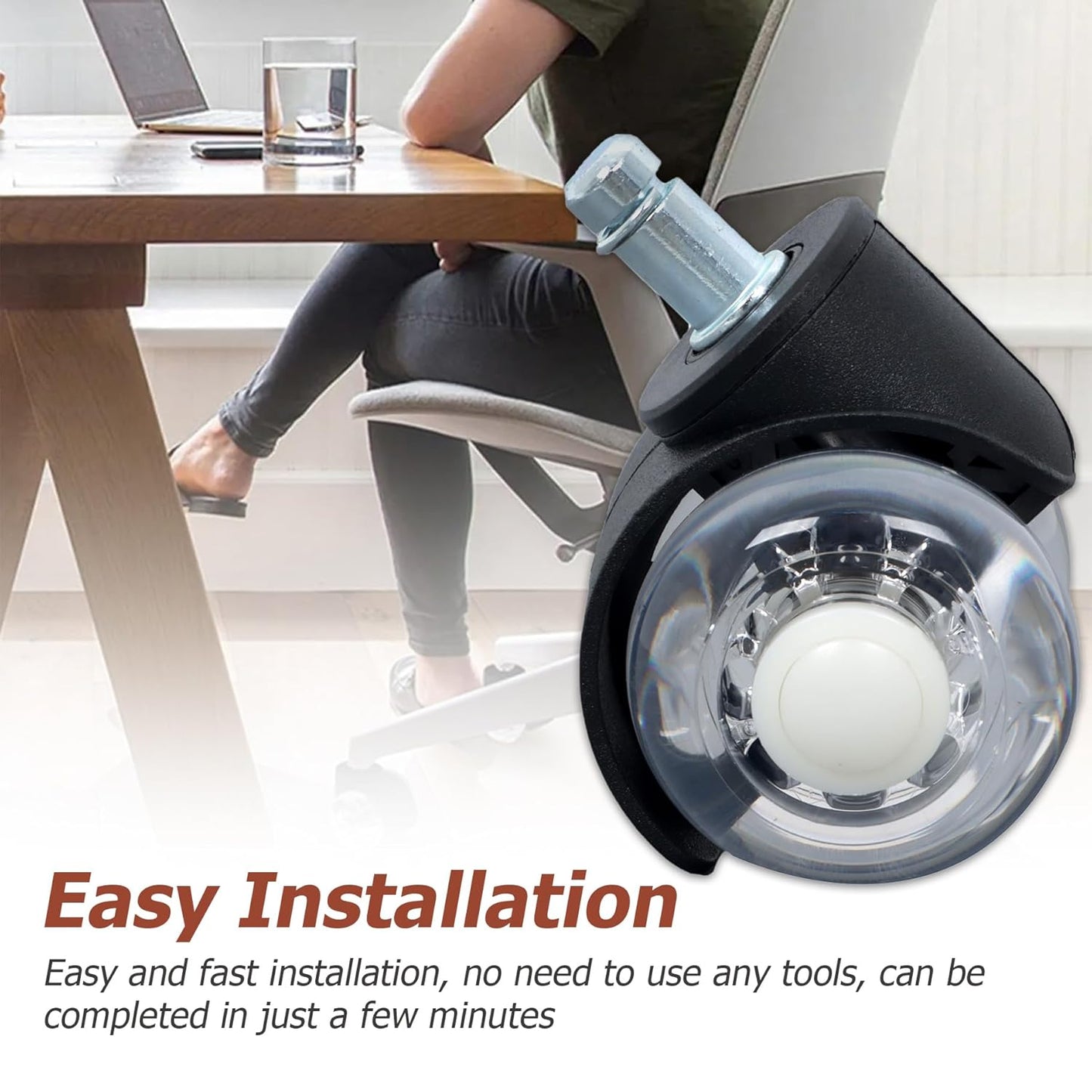 5 Office Chairs with 2-Inch 360 ° Swivel Rubber Wheels