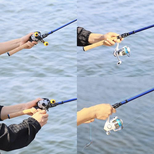 EOW XPEDITE PRO Portable Telescopic Casting and Spinning Fishing Rods, 24T Carbon Blanks & Solid Carbon Tip, Cork Handle, Travel Rod, Short Collapsible Rods (Spinning 7'6" /Power M/Action Fast)