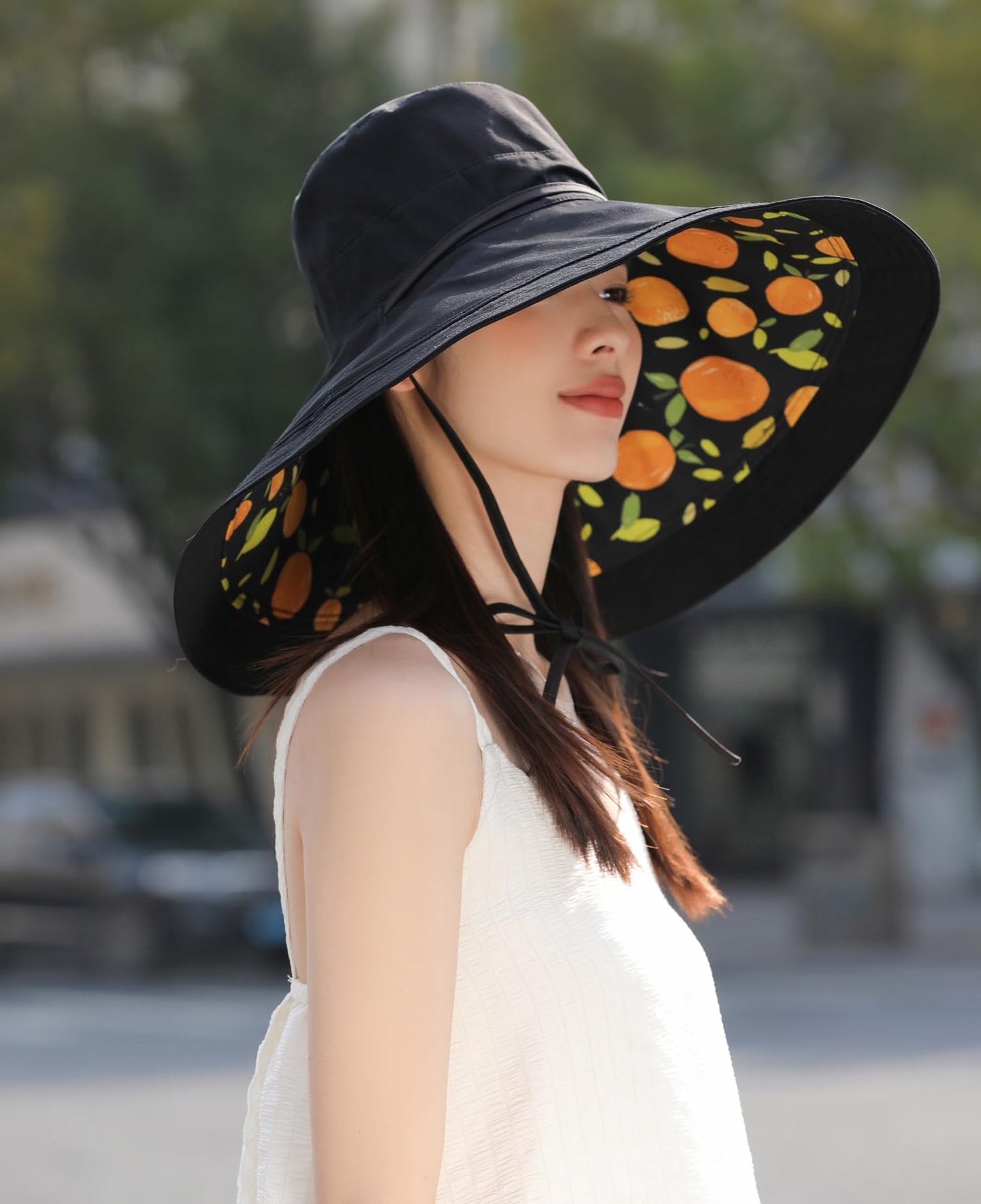 7 inch Wide Brim Women Summer Sun Floppy Hat Beach Bucket Hats Reversible Foldable Fishing Travel UV Protection Ladies Hat