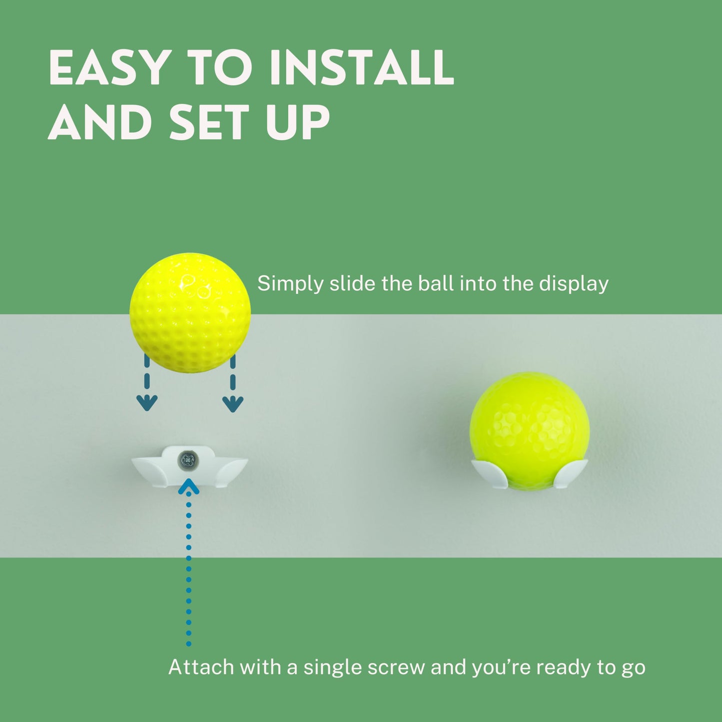 Golf Ball Wall Mount Display (4 Pack) | Wall Holder Brackets for Single Golf Balls | Great for Collectible Balls & Hole in One Balls | Golf Decor & Storage