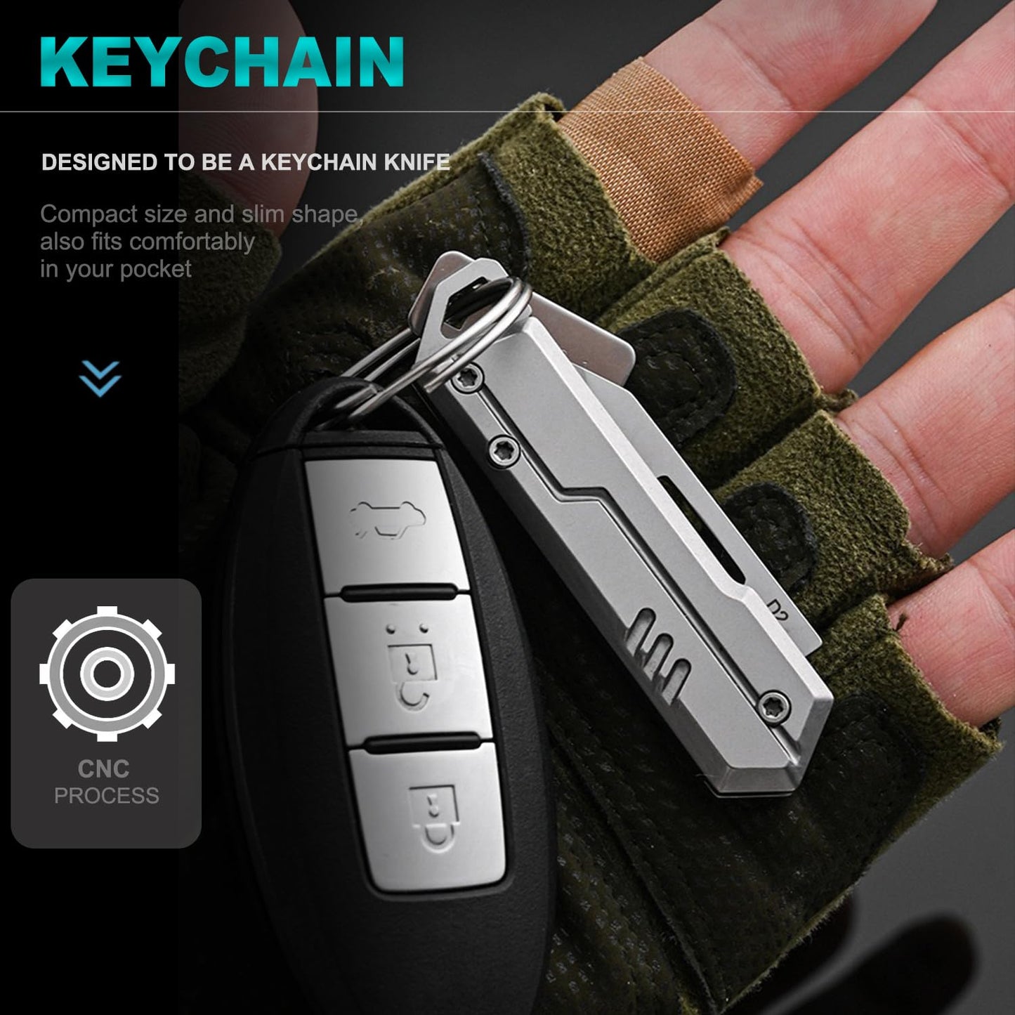 VIFUNCO Keychain Knife, D2 Folding Pocket Knife for Men, CNC Key Knife/Box Cutter Knifes for Women, Small Pocket Knives for EDC, Gifts for Dad husband Him