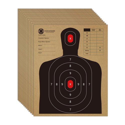 KNINE OUTDOORS Shooting Target Stand for Outdoors, Durable Paper Target Holder with Stable Adjustable Base for Paper Shooting Targets Cardboard Silhouette, with 50 Pack Cardboard Target 2 Pack
