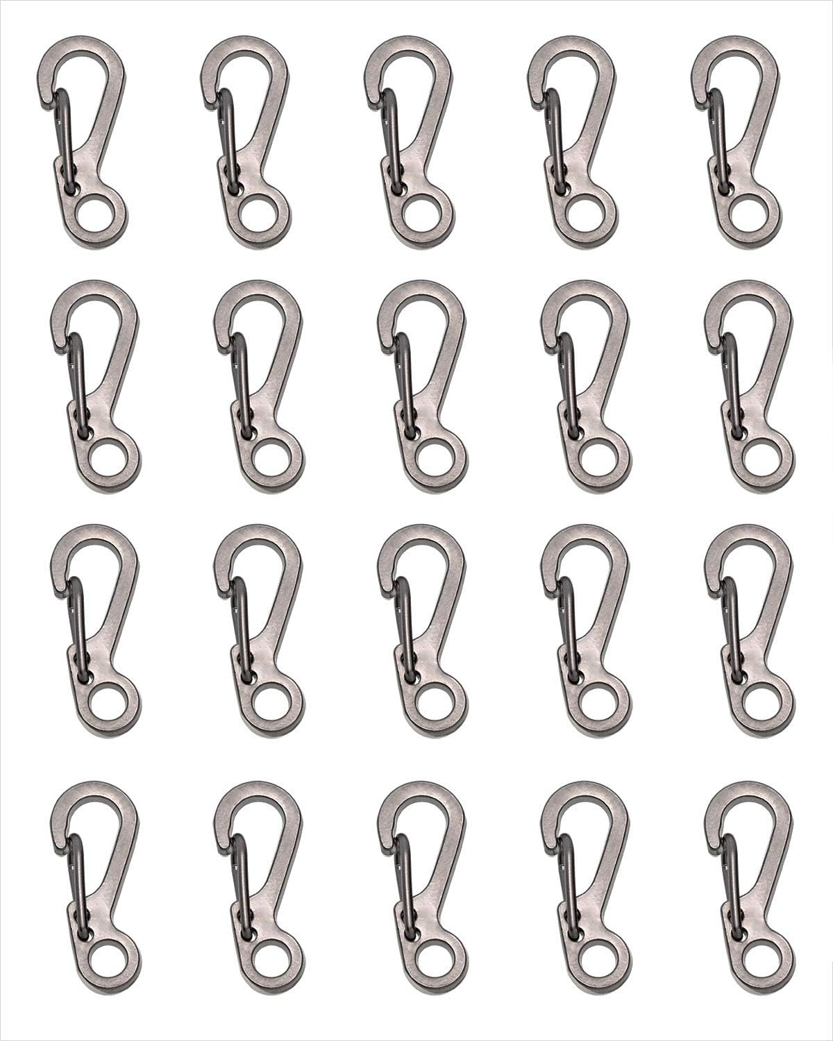 Mini Skater 20PCS Mini Hanging Buckle Spring Backpack Clasps Metal Hook EDC Keychain Keyring Bottle Hooks Paracord Tactical Survival Gear (Gun Grey)