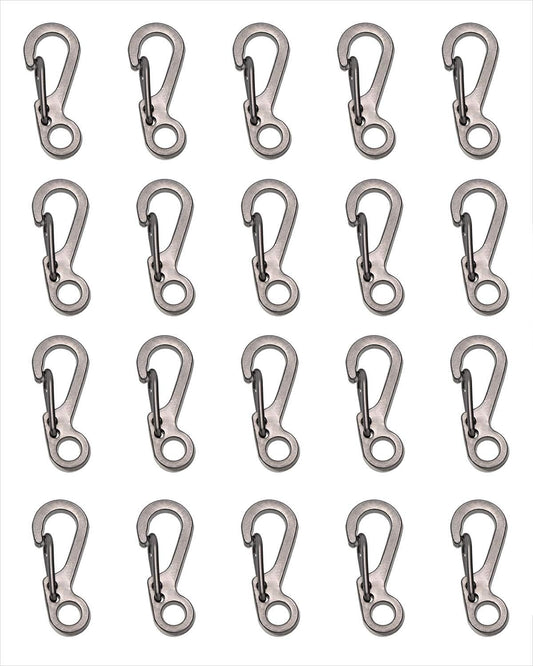 Mini Skater 20PCS Mini Hanging Buckle Spring Backpack Clasps Metal Hook EDC Keychain Keyring Bottle Hooks Paracord Tactical Survival Gear (Gun Grey)