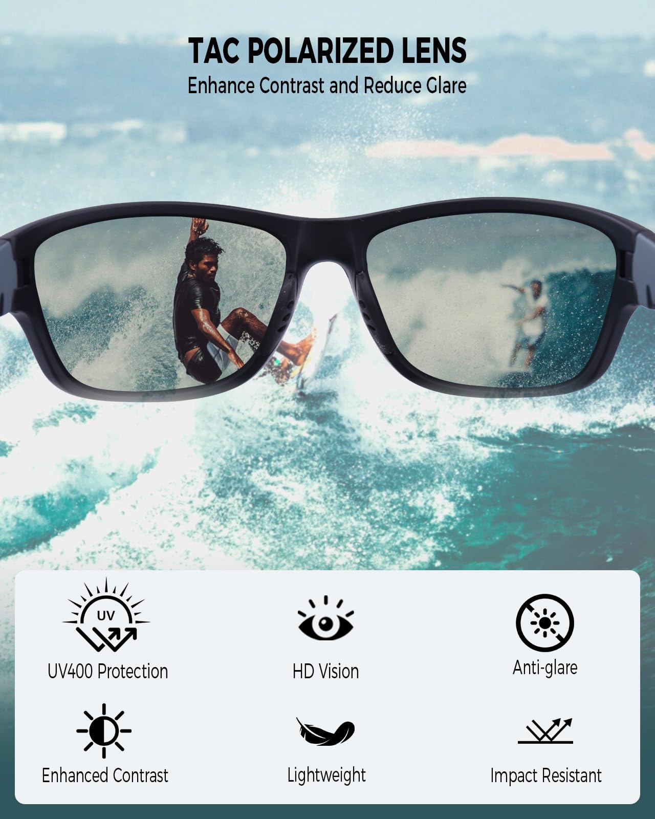 FIMOSON Polarized Sports Sunglasses for Men Women UV400 Protection Glasses Wrap Around Goggles for Driving Fishing Golfing