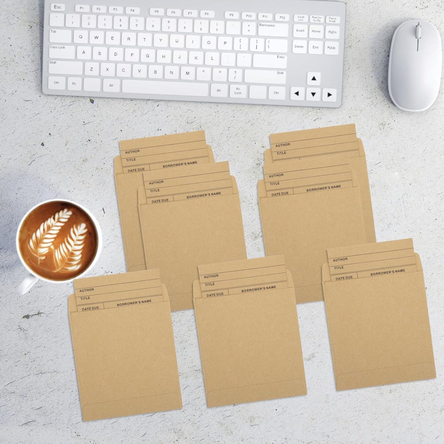 140 Pieces Vintage Library Card Pockets Brown Library Card Envelopes with 140PCS Removable Adhesive Dots for School Office Public Library Books