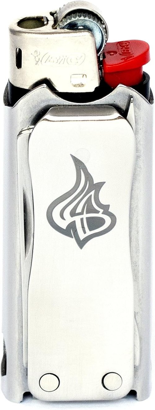 LighterBro Micro Compact Stainless Steel Lighter Sleeve - Multi-Tool Lighter Case