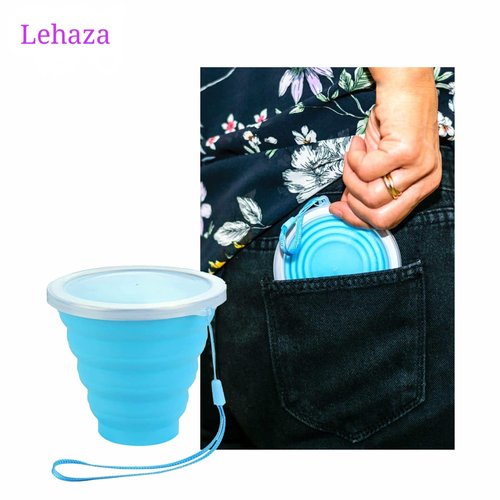 LEHAZA Collapsible Stool with Collapsible Cup & Shoulder Bag, Portable Folding Stool, 400lbs Capacity, Telescopic for Outdoor Camping Fishing Hiking BBQ (Black)