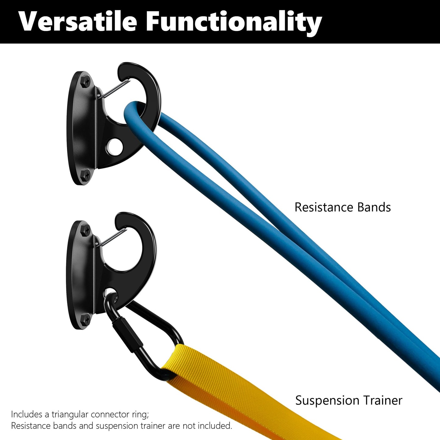 FITKIT 3-Pack Resistance Band Wall Anchor Set, No Weld Wall Mount for Exercise Bands & Suspension Straps – Compact Strength Training Kit for Home Gym Workouts & Physical Therapy