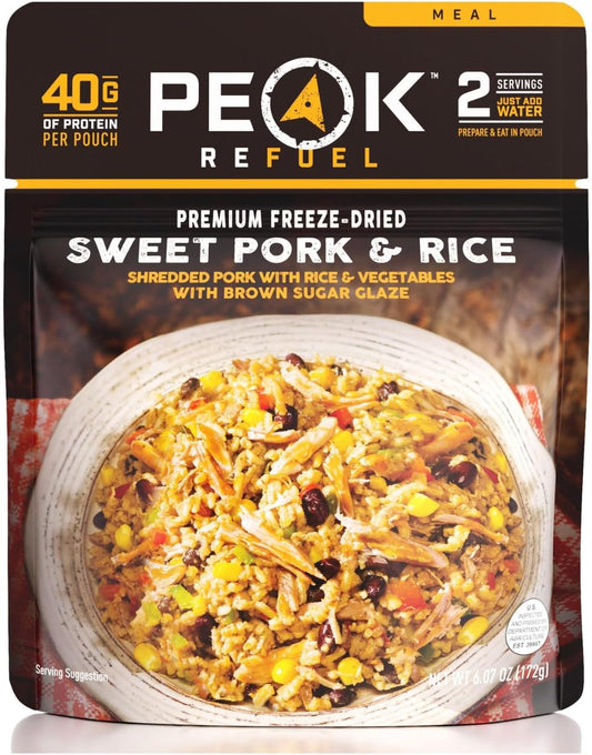 Peak Refuel Sweet Pork and Rice | Freeze Dried Hiking, Backpacking and Camping Meals | Amazing Taste | Real Meat | High-Protein | Quick Prep Food