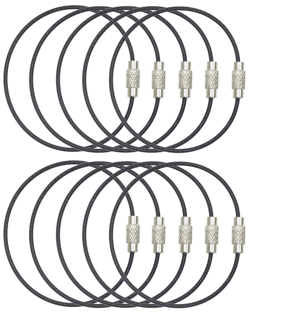 Mini Skater Stainless Steel Wire Cable Key Chain Key Ring Easy to Lock(Black)