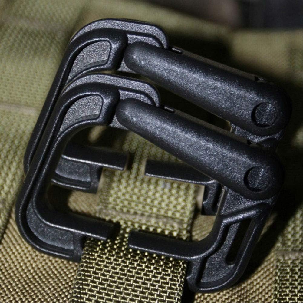 AKOAK 10 Pack Multipurpose Black D-Ring Plastic Buckle Locking Hanging Hooks Backpack Hanging Locks Snap Keychains for Backpack Straps Webbing Paracord Bracelet Outdoor Tool