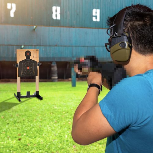 Shappy 30 Pcs Shooting Targets Stand 2 Adjustable Stand Base with 20 Paper Shooting Target Cardboard Silhouette 8 Large 2.4 Inch Binder Clips for Rifle Gun Pistol Practice