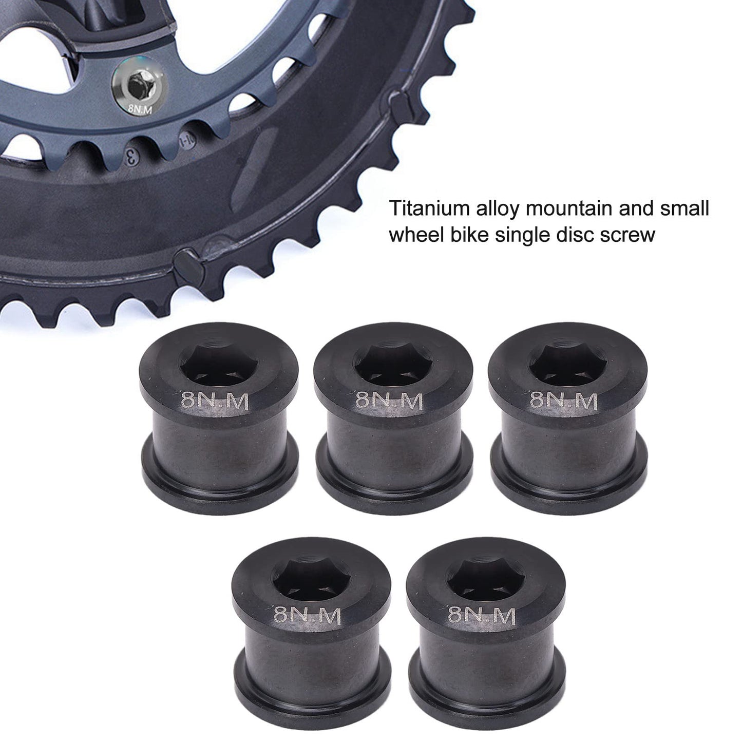 Single Chainring Bolts, Alloy Chain Ring Bolts Durable Protection Light Weight 5 Pcs for Mountain Bike(Black)