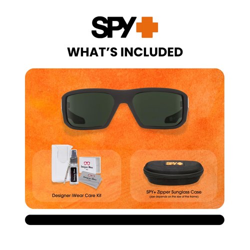 Spy Monolith Mccoy 673012973864 63MM Soft Matte Black/Happy Gray Green Polarized Rectangle Sunglasses for Men +BUNDLE with ACCESSORY EYEWEAR KIT