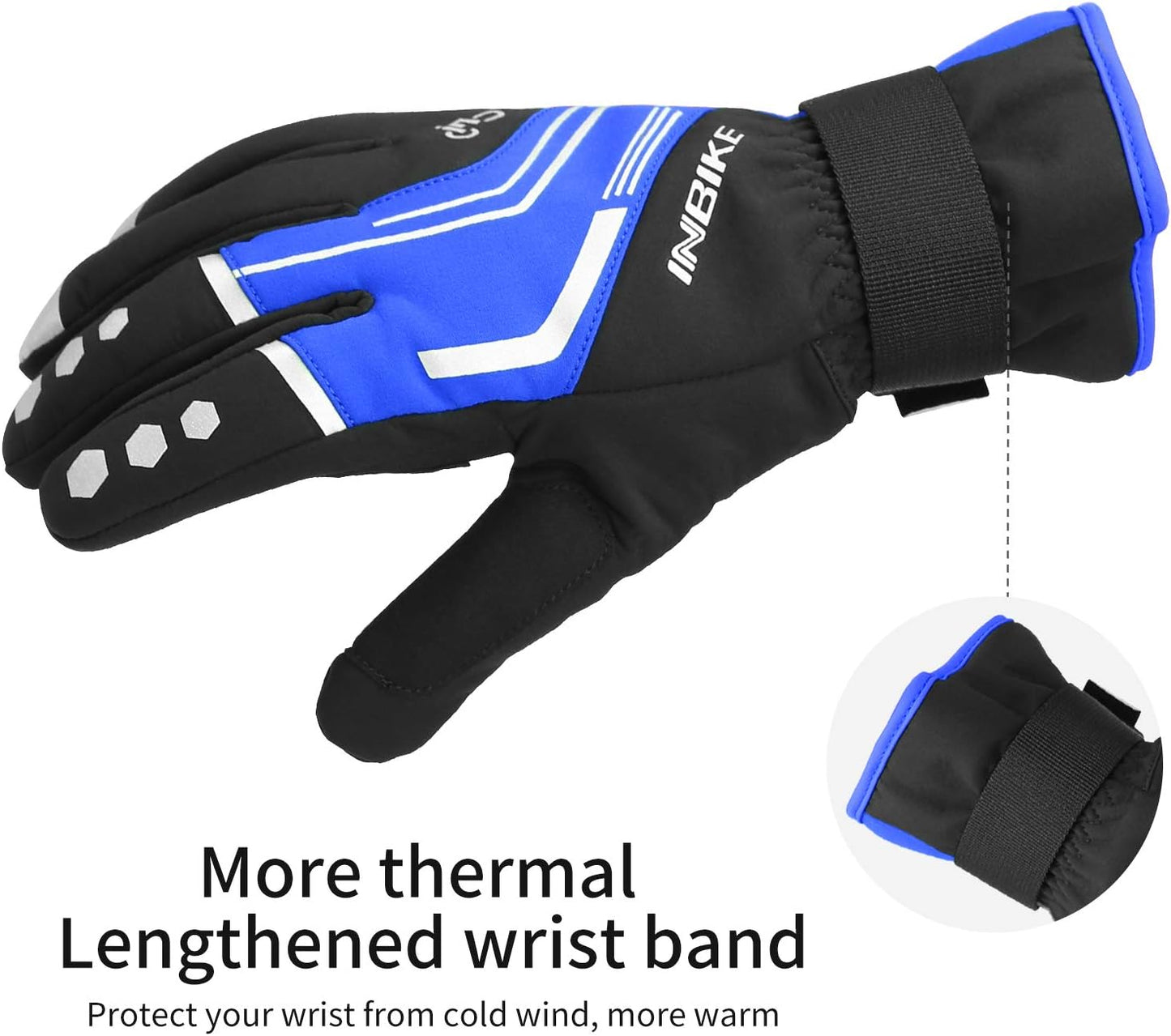 INBIKE Cycling Gloves for Men Winter Windproof Reflective Thermal Gel Pads Touch Screen