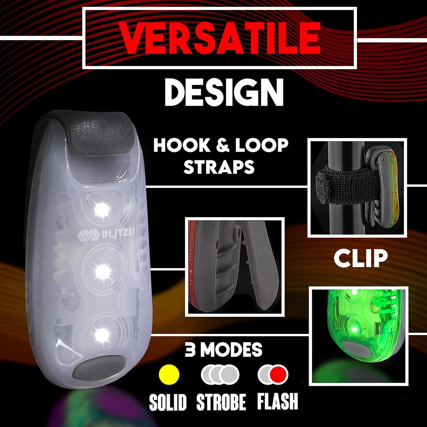 4 Pack LED Safety Light, Clip on Reflective Gear Lights for Walking at Night, Running, Jogging, High Visibility Strobe Light Accessories for Runners, Kids, Hiking, Kayak, Cycling, Camping, Boat