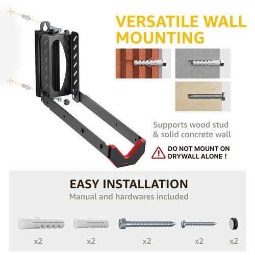 monTEK Swivel Bike Wall Mount, No Heavy Lifting Required Bike Wall Mount, Bike Hangers for Garage, Space-Saving Bike Rack Garage, Easy to Load and Unload, Bike Hanger Can Hold Up to 77 lbs