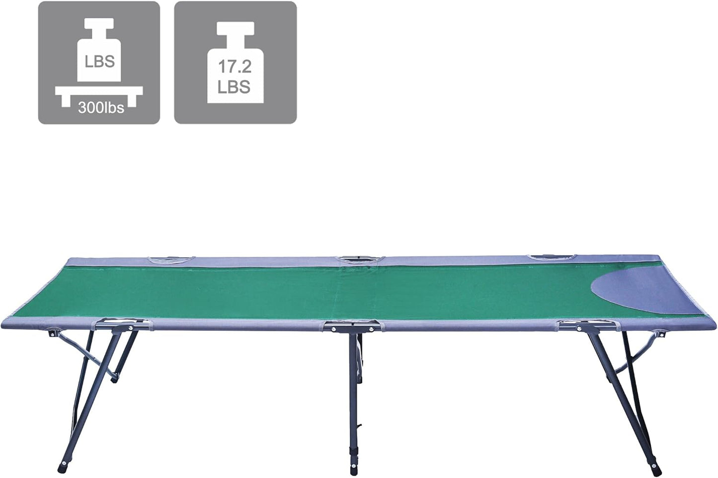 PORTAL Folding Camping Cot, Portable Cot Bed for Adults, Outdoor Bed Camp Cots for Sleeping with Carry Bag for Home, Travel, Office, Beach, Support up to 300lbs, Green