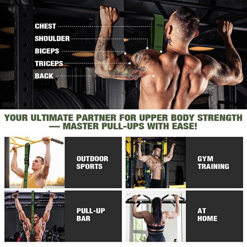 KUTIZE Pull Up Assistance Bands, Pull Up Bar Resistance Bands, Pull Up Bands for Enhanced Strength Training, Muscle Training, 3 Heavy-Duty Adjustable Pull Up Assist Strap & Comfortable Foot Strap