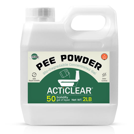 ACTICLEAR Pee Powder Gel - 2lb Rapid 60-Second Absorption & Odor Neutralizer for Portable Toilets, Camping, and Outdoor Essentials