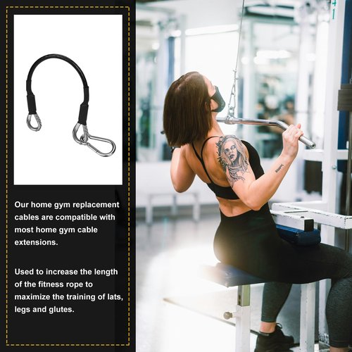 NQEUEPN 2pcs 10" Gym Extension Cable, Fitness Extension Cable Compatible with Bowflex, Home Gym Machine Accessories Replacement with Carabiner, for Leg Extension, LAT/Tricep Pull Down (1 Pair)