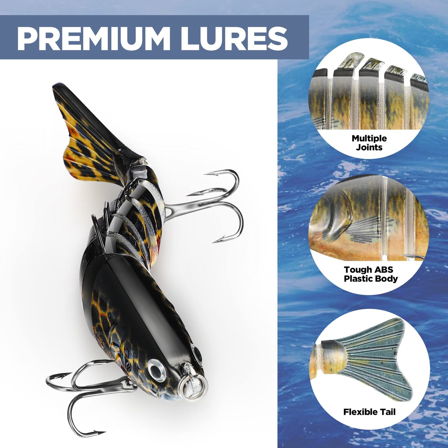 Talltalk 16 Pcs Fishing Lures for Bass Trout Perch Freshwater Trout Perch Freshwater Swimming Fishing Bait Swimbaits for Bass Slow Sinking Lifelike Fish Kit, Multi Jointed
