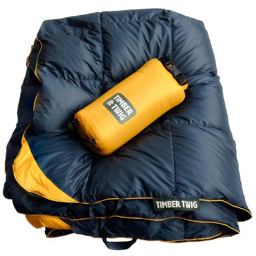Timber Twig Outdoor, Travel, and Camping Puffy Down Blanket - Its Packable, Lightweight, and Warm - Midnight Ember
