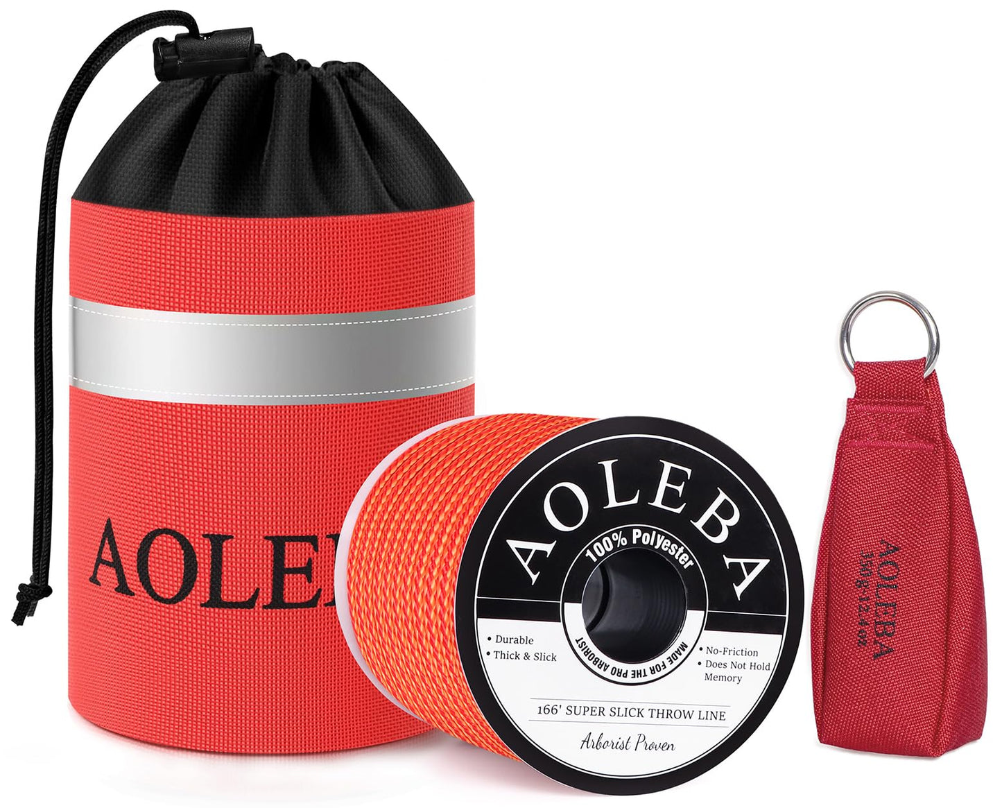 AOLEBA Arborist Throw Line Kit, Slick Arborist Rope Throw Weight Set with Reflective Storage Bag, 100% Polyester Rope, Arborist Equipment for High Limb, Throwing, Climbing, Tree Cutting