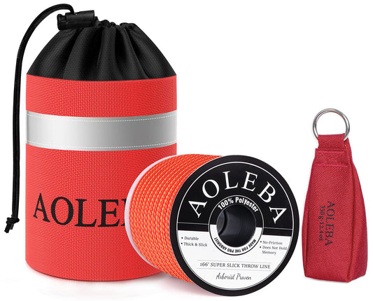 AOLEBA Arborist Throw Line Kit, Slick Arborist Rope Throw Weight Set with Reflective Storage Bag, 100% Polyester Rope, Arborist Equipment for High Limb, Throwing, Climbing, Tree Cutting
