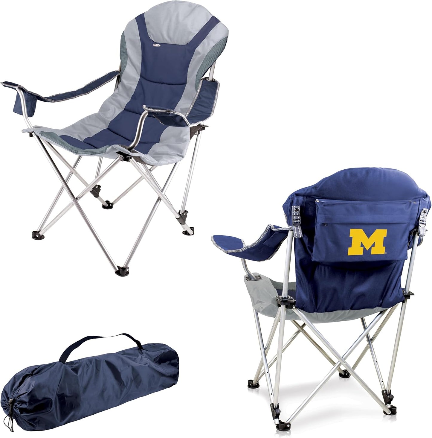 PICNIC TIME NCAA Arkansas Razorbacks Reclining Camp Chair - Beach Chair for Adults - Sports Chair with Carry Bag