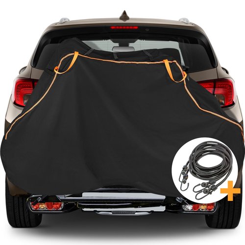 Cholila Cover Bike Cover for Transport on Rack 2 Bikes - Upgrade 600D Waterproof Bike Rack Cover with 2 Elastic Cords, Bike Cover on Rear Bike Rack for 1-2 Standard Bikes, Tear Resistant Bicycle Cover