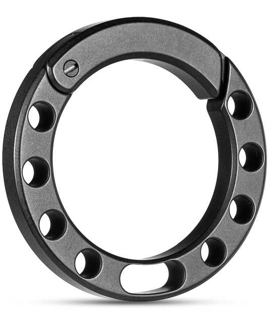 IUMIUN Titanium Circle Small Keychain Carabiner Clip with 2pcs 25mm/1inch Stainless Steel Key Rings, Quick Release Keychain for Men, Multi-Hole Design