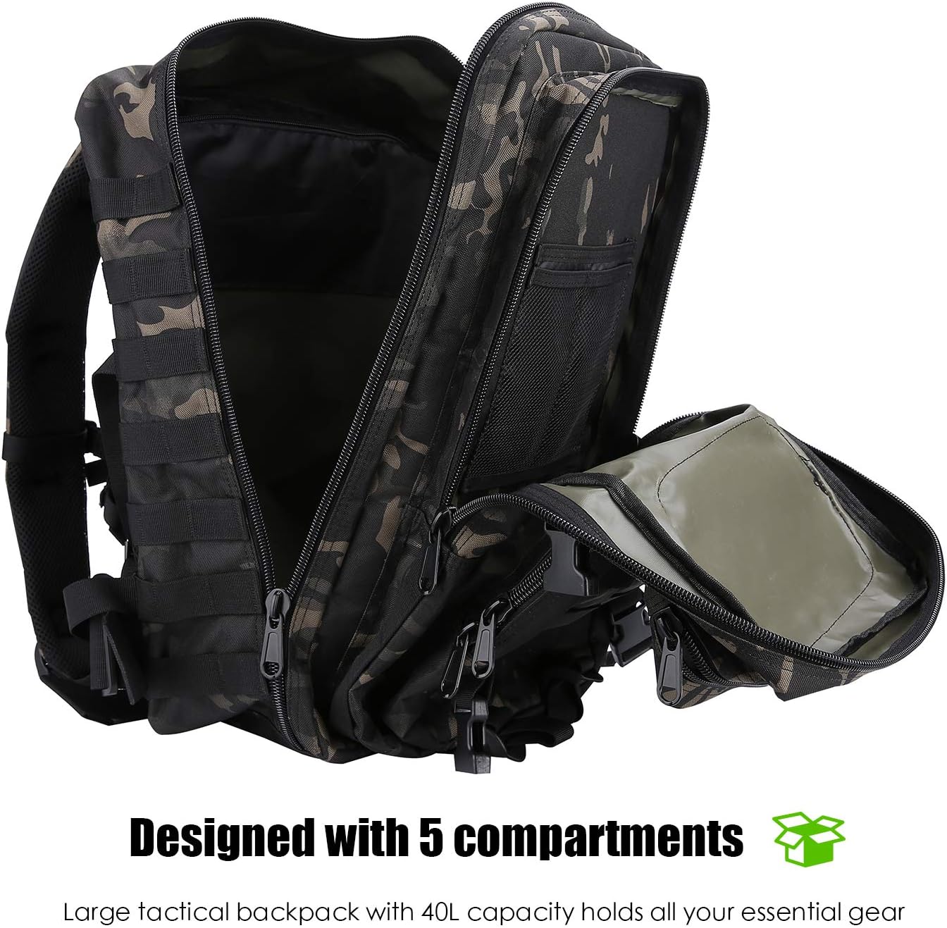 ProCase Tactical Backpack Bag 40L Large 3 Day Military Army Outdoor Assault Pack Rucksacks Carry Bag Backpacks