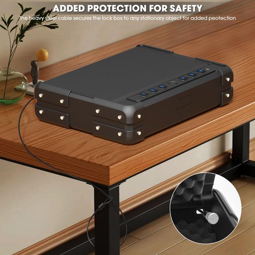 Upgraded 14LB Heavy Duty Biometric Gun Safe for 3-4 Pistols, Quick Access Pistol Safe with USB-C Port and Backlit Digital Keypad, Portable Handgun Safe with Mute Mode for Home Bedside Car