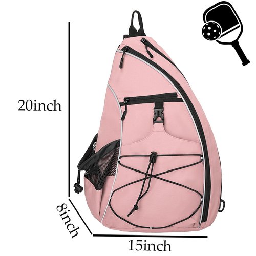 Pickleball Sling Bag – Adjustable Pickleball Backpack for Men & Women – Large Capacity w/Fence Hook, Water-Resistant, Anti-Theft Pocket – Lightweight & Comfortable for Paddles, Balls, Accessories